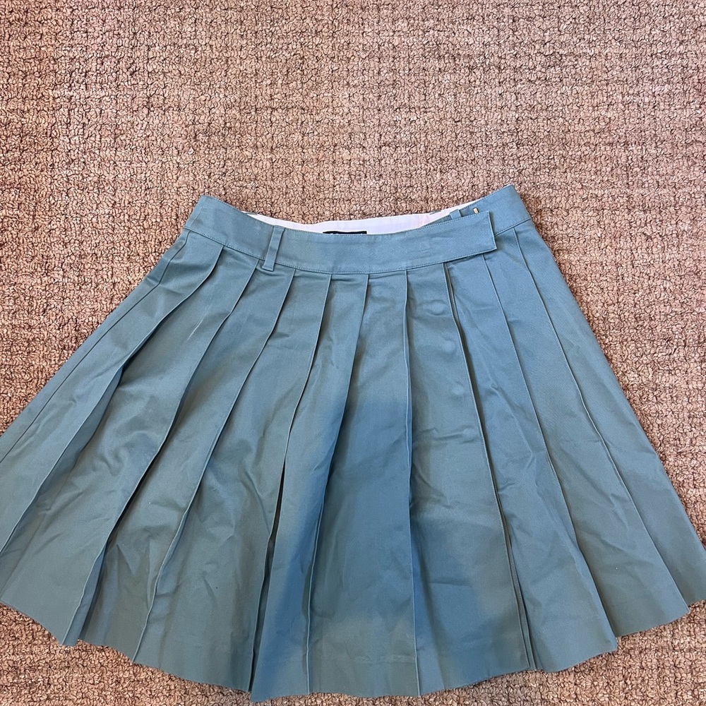 J. Crew Green Pleated Mini Skirt Casual